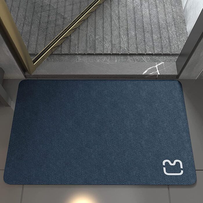 Поглинаючий, нековзний килимок для ванни з мікрофібри, швидковисихаючий килимок для душу, підходить для вітальні, кухні та туалету (темно-синій, 60 x 90 см)