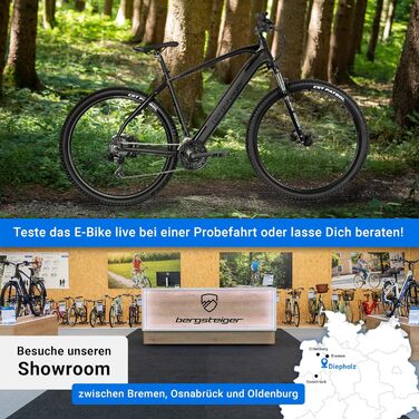 Електровелосипед Bergsteiger Cannock 26/27,5/29 дюймів з двигуном 250 Вт, гідравлічними гальмами, алюмінієвий гірський електровелосипед для чоловіків та жінок, кольоровий дисплей, електричний велосипед з 24-швидкісними передачами, колеса 27,5 дюймів акуму