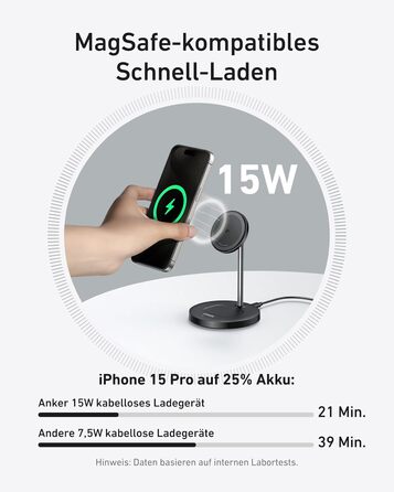 Вт, сумісний із зарядним пристроєм Magsafe, індуктивна зарядна станція 2-в-1, бездротовий зарядний пристрій Qi2 для iPhone 16/15/1