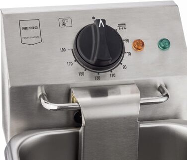 Професійна електрична фритюрниця METRO GDF3004, фритюрниця з нержавіючої сталі, 4 літри, 2500 Вт, швидке нагрівання, з кришкою, захисний термостат, холодна зона, нековзні ніжки