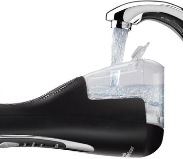 Акумуляторний іригатор для порожнини рота Waterpik Cordless Advanced Waterflosser з 4 насадками, діапазон тиску від 3.1 до 5.2 регулюється за допомогою 3 налаштувань тиску, з індукційною системою зарядки, чорний (WP-562EU), 1 упаковка