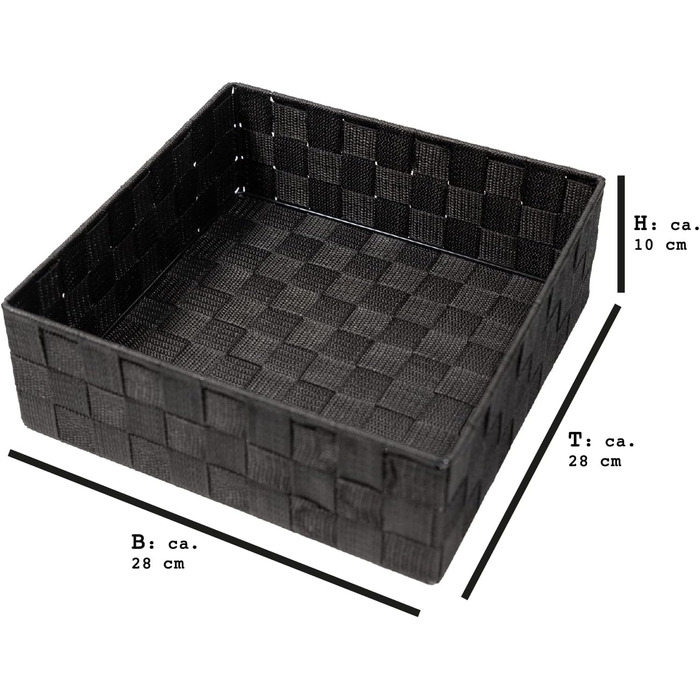 Набір із 4 кошиків для зберігання SilkKorb без кришок, під ротанг, штабелювані полиці з плетеного нейлону, коробки для зберігання, кошики для ванної кімнати, кошики для зберігання в шафах, на кухні, у вітальні (чорний)