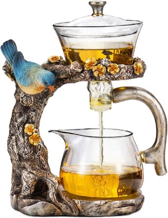 Чайний набір Магічна чайничка, напівавтоматичний, з високоякісного боросилікатного скла, магнітна чайничка з ситечком для чаю, набір для чаювання в стилі Кунг-Фу для дому, офісу, подорожей