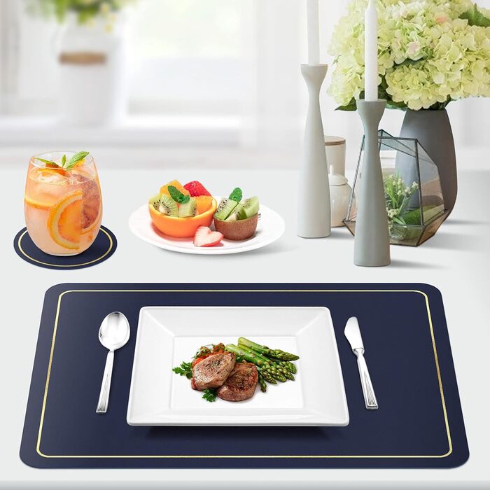 Підставки під тарілки шкіряні та підставки, підставки, що миються набір з 6 нековзних підкладок під тарілки зі штучної шкіри, 42 x