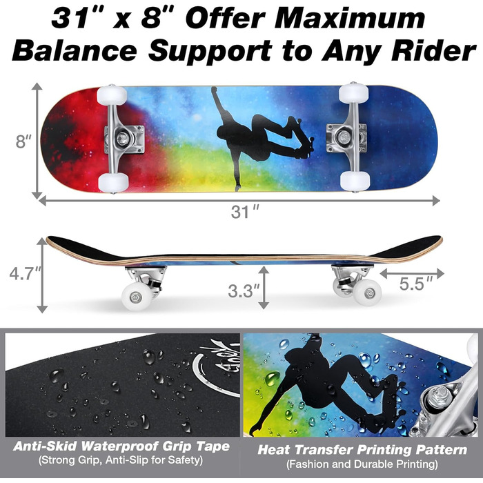 Круїзерний скейтборд BELEEV Cruiser Skateboard 79 x 20 cm – Blue Nebulae