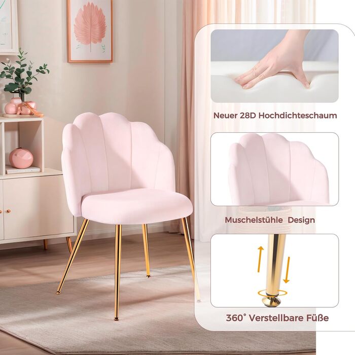 Крісло-туалетний столик без коліс, оксамитове крісло-обшивка для вітальні та спальні, сучасні стільці для їдальні, рожевий 1 рожевий