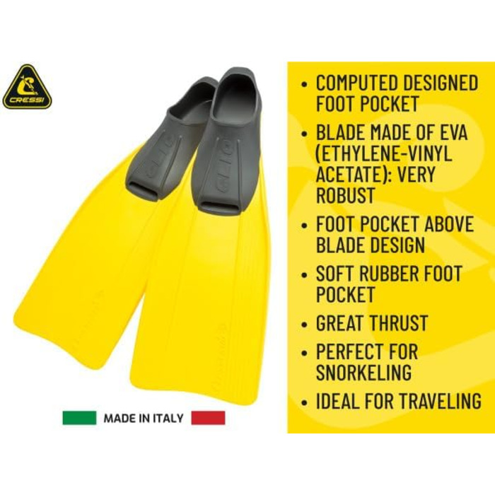 Ласти для дайвінгу Cressi Clio легкі ласти для плавання для дітей та дорослих з еластичного матеріалу, ергономічного дизайну та ефективної тяги для водних видів спорту 27/29 жовтого кольору