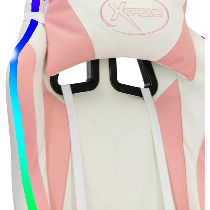 Ігрове крісло з RGB-підсвічуванням, офісне крісло, ігрове крісло, письмове крісло, обертове крісло, рожево-чорна штучна шкіра