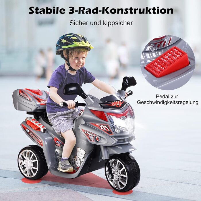 Дитячий електромотоцикл DREAMADE 6V, дитячий мотоцикл, дитячий транспортний засіб з музичним клаксоном і фарою, електромотоцикл дл