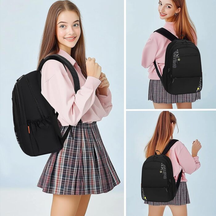 Рюкзак 40x20x25 для подорожей літаком Ryanair, розширюваний рюкзак для ноутбука 15,6 дюймів, дорожня сумка для ділових поїздок, рюкзак для ноутбука чорного кольору - 40 x 20 x 25 см