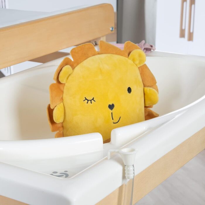 Пеленальний блок roba Baby Pool - Висувний пеленальний столик з інтегрованою ванною - Мобільна комбінація з натурального дерева -