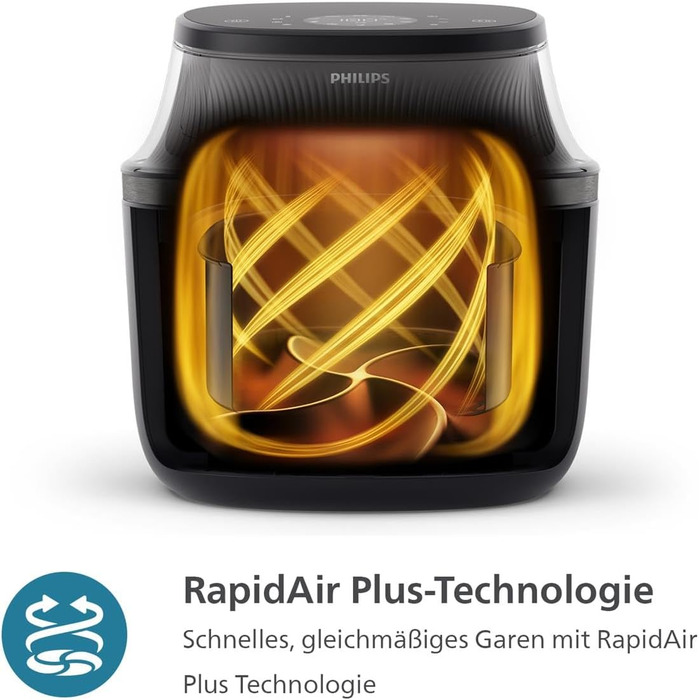 Фритюрниця Philips серії 3000 об'ємом 4,2 л, оглядове вікно, фритюрниця 16 в 1, технологія RapidAir Plus, менше жиру, додаток з ре