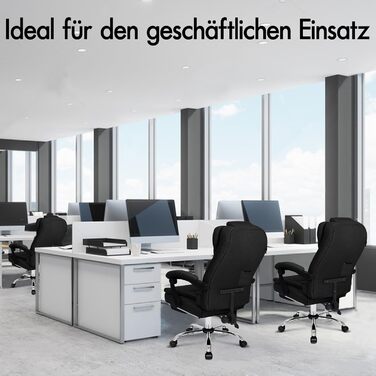 Офісне крісло ALFORDSON з функцією масажу, ергономічний дизайн з великою подушкою сидіння, поперекова підтримка, коліщатка для плавного пересування в офісі, чорний колір, лляна тканина Elias - чорний (льон) серія Elias