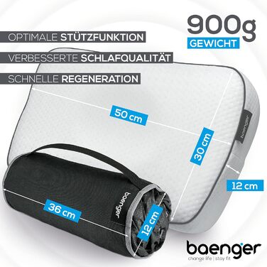 Комплект подушок 50x30 см (Oeko-Tex), ортопедична подушка з високотехнологічної піни з ефектом пам&39яті з додатковим чохлом, ергономічна подушка для шиї з дорожньою сумкою, подушка для сну на боці, подушка для підтримки шиї