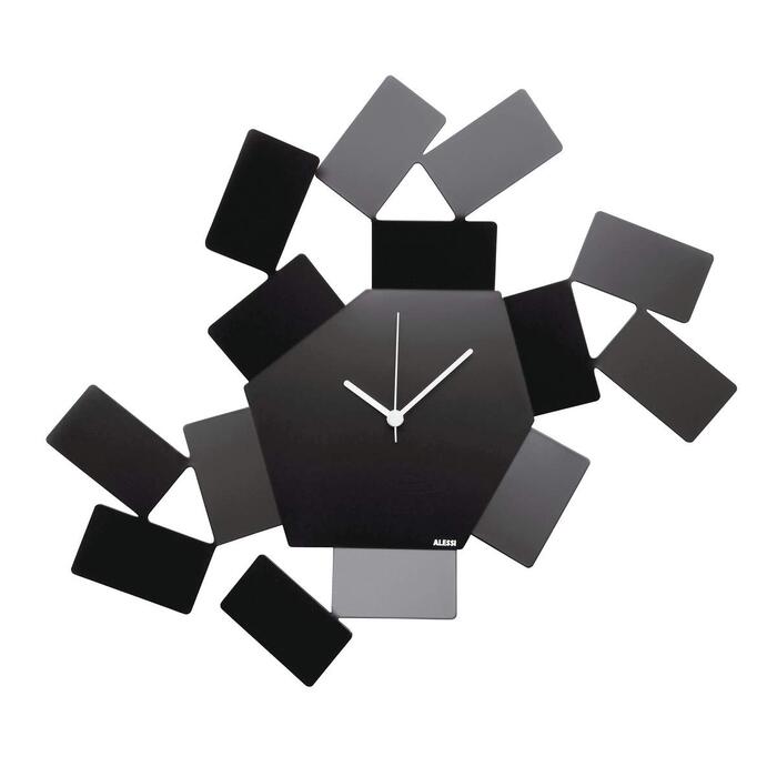 Настінний годинник Alessi MT19 B, сталь, епоксидне покриття, чорний, 46 x 33.5 см