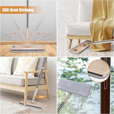 Набір швабр Midyb з відром, швабра для підлоги та відро з 6-ма насадками для вологого та сухого прибирання, швабри з мікрофібри дл