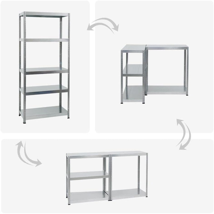 Металевий стелаж PROREGAL Steel Eagle 180x80x40 см, вантажопідйомність полиці 130 кг, оцинкований, надміцний стелаж, кухонний стелаж, стелаж для підвалу, стелаж без болтів, гаражний стелаж, стелаж для зберігання 180x80x40 см, оцинкований