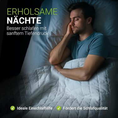 Обтяжена ковдра Juskys 135x200 Антистресова терапевтична ковдра, обтяжена ковдра зі скляними намистинами, бавовна та мікрофібра для людей з проблемами сну 7 кг 135 x 200 см - 7 кг