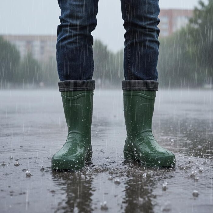 Чоловічі гумові чоботи VERTO з EVA, флісові внутрішні шкарпетки (до -30C), високий халяв, нековзна підошва SRC з безпечним протектором, розмір 43 EU, зелені