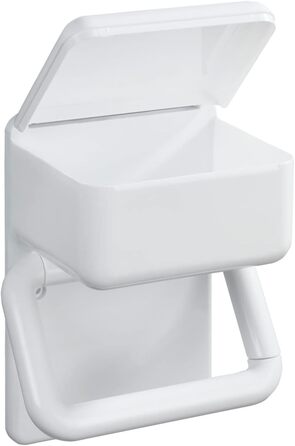 Тримач туалетного паперу Maximex 2 в 1 з поличкою, пластиковий, у комплекті з кріпильним матеріалом, 16 x 20 x 11 см