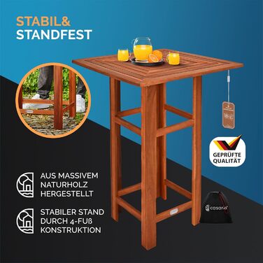 Дерев&39яний стіл Casaria, висота 110 см, 75 x 75 см, прямокутний, масив дерева, рустикальний, для приміщень/вулиці, бістро-стіл, пивний стіл, садовий стіл, стіл для вечірок, барний стіл