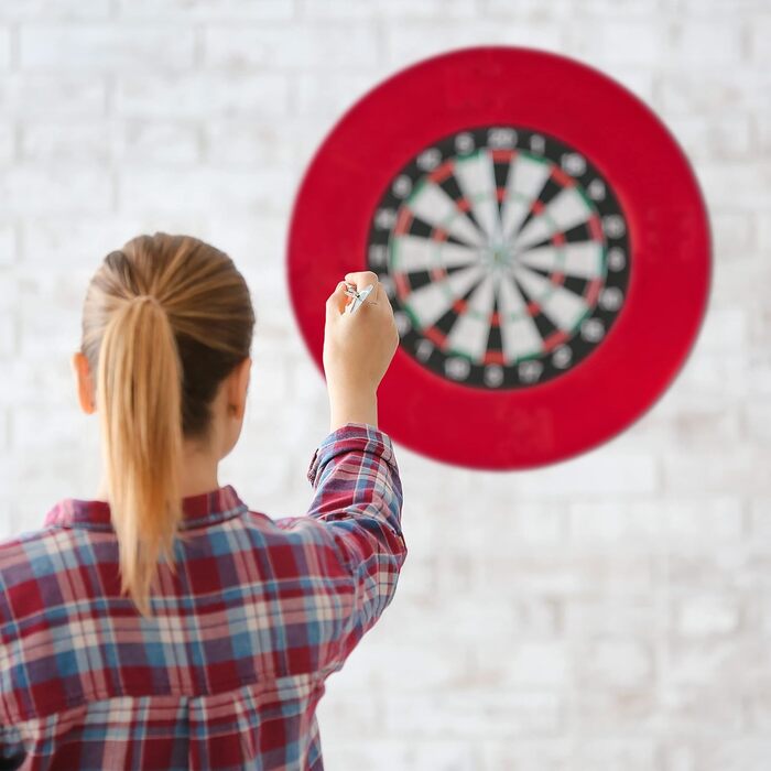 Захисне кільце для дротиків Relaxdays R7, 4 шт., для мішені для дротиків 45 см, міцний настінний захист, EVA, загальний діаметр 72 см, червоне, одинарне