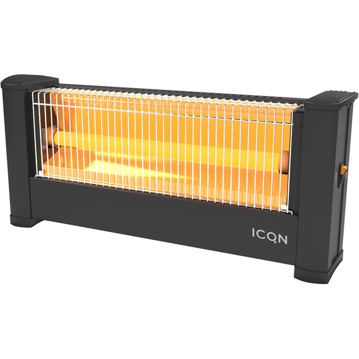 Інфрачервоний обігрівач ICQN, для приміщень площею до 9 м, 900 Вт, IP20, електричний обігрівач, кабель 135 см, обігрівач для офісу або дому, інфрачервоний обігрівач, IQ.0900.APW 54,5 x 28 x 17,2 см, чорний