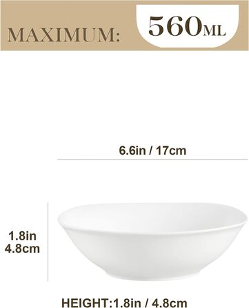 Серія Elisa, 6 шт. Набір порцелянових мисок 6,7 миски для круп салатники десертні миски на 6 осіб миска для пластівців 6 шт. ELISA