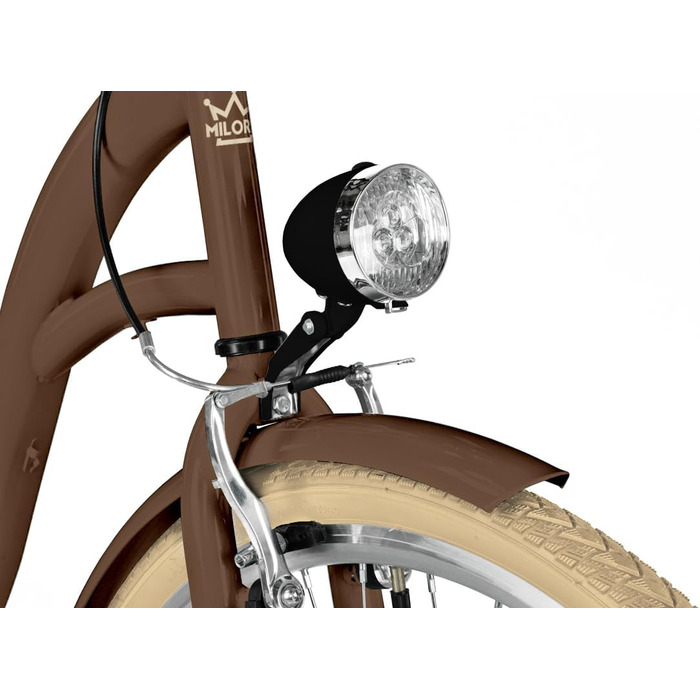 Жіночий міський велосипед MILORD Comfort з металевим кошиком, вінтажний, голландський, 26 дюймів, 28 дюймів, 7 швидкостей, коричнево-кремові шини, 28 дюймів