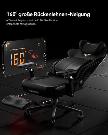 Ігрове крісло AutoFull M6 Ultra 2.0 з функцією масажу Ергономічне ігрове крісло перше у світі з вентиляцією та підігрівом, підлокітниками, що обертаються на 360, підголівником та підставкою для ніг для ігор та офісу (чорне)