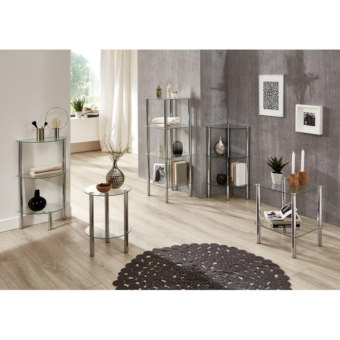 Журнальний столик HAKU Хром, Метал, Безпечне скло - Розміри Ш 39 x В 47 x Г 39 см, Стиль Сучасний Ш 39 x В 47 x Г 39 см Хром