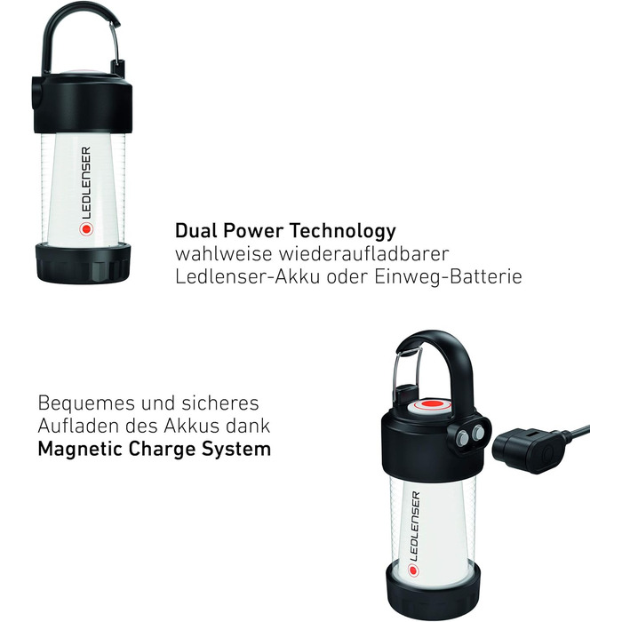 Ліхтар Ledlenser ML4, вуличний, кемпінговий, 300 люмен, час горіння 45 годин, перезаряджається, включно з акумулятором і магнітним кабелем для зарядки