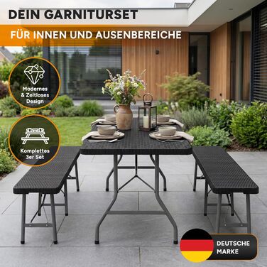 Складаний пластиковий набір для пивного саду Складаний набір пивних столів зі столом та 2 лавками Всепогодний складаний набір для саду, вечірки та кемпінгу 1