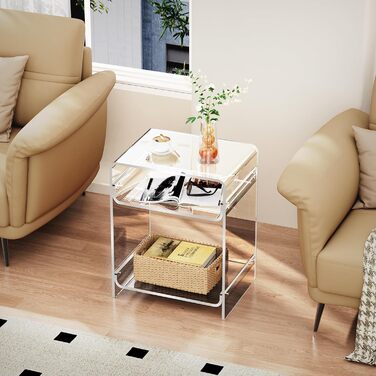 Акриловий приставний столик, прозорий приставний столик, тумбочка біля ліжка, 30 x 40 x 50 см (прозорий) Прозорий