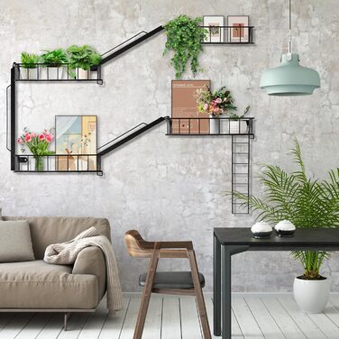 Полиця для пожежної сходи настінна плаваюча полиця Нью-Йорк металевий декоративний настінний органайзер драбина камінна книжкова полиця для вітальні (4 рівні)