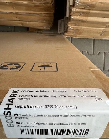 Інфрачервоний обігрівач ECOSHARK з термостатом 800 Вт Білий ЗБЕРЕЖІТЬ ВИТРАТИ НА ЕНЕРГІЮ - вкл. пульт дистанційного керування - Електричний обігрівач, сумісний з системою Розумний дім, для площі 13-20 м - Окремостоячий/Настінний (сертифікований TV) 800 Вт