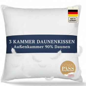 Пухова подушка, виготовлена в Німеччині, 80x80 3-камерна подушка 80x80, пух та пір&39я М&39яка та підходить для алергіків Ергономічна подушка Подушка 80x80 см