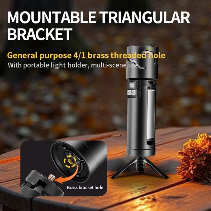 Телескопічний кемпінговий ліхтарик LIXADA, акумуляторний ліхтарик, світлодіодний багатофункціональний кемпінговий ліхтарик ємністю 5500 мАг, наметовий ліхтарик зі штативом, висувний складаний підвісний ліхтарик для походів, риболовлі, подорожей (чорний) 0