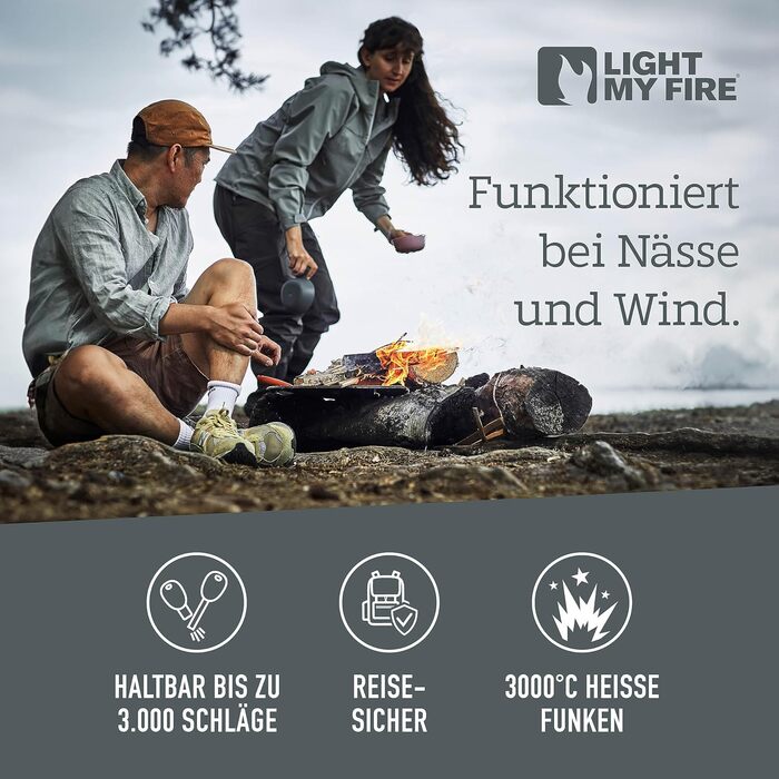Кресало для виживання LIGHT MY FIRE Outdoor Scout 2-в-1 з аварійним свистком, кресало та кремінь для розпалювання вогню, вічне сірництво з ручкою з біопластику (3000 запалювань), колір іржаво-помаранчевий. Розмір без розміру.