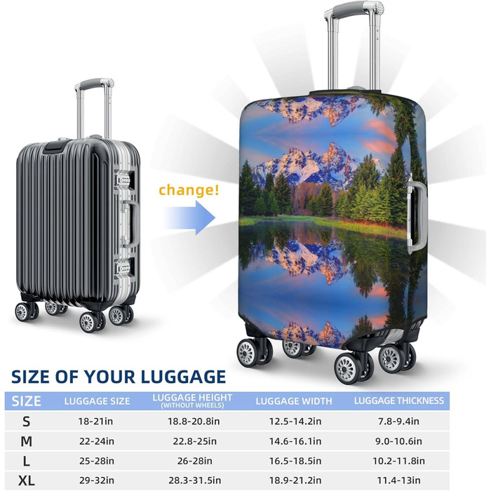 Чохол для валізи BAFAFA Schneeberg з принтом, еластичний захист від подряпин та пилу для багажу, чорний, розмір 80