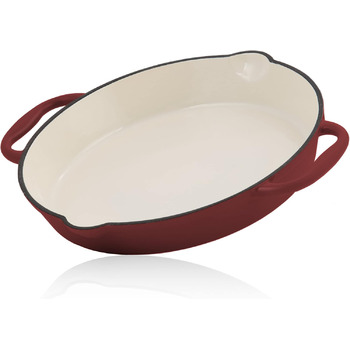 Чавунна емальована сковорода Mahlzeit Ø 29 см Темна вишня Чавунна сковорода з двома ручками і двома носиками Чавунна сковорода, ск