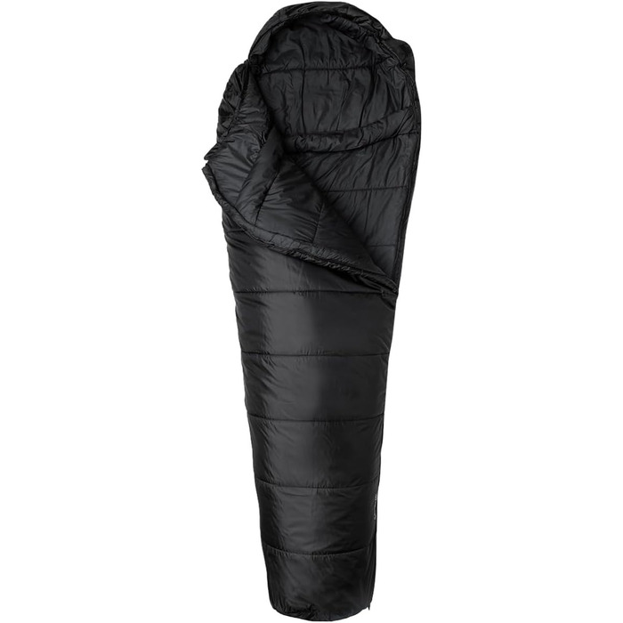 Спальний мішок Snugpak Sleeper Lite WGTE Mummy з утепленою підкладкою, регульованим капюшоном, плечовою фіксацією, боковими блискавками, блискавкою, що запобігає зачіпанню, для кемпінгу та використання на природі, чорний онікс, блискавка з лівого боку