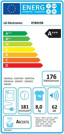 Сушильна машина LG Electronics 61 x 60 x 85 см до 8 кг з тепловим насосом з гігієнічною програмою з нержавіючої сталі, білий чорний