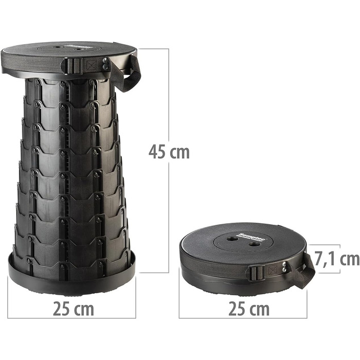 Складаний стілець Semptec Urban Survival Technology портативний телескопічний стілець із 2 предметів, регульована висота, до 200 кг (мобільний стілець, складаний, для риболовлі)