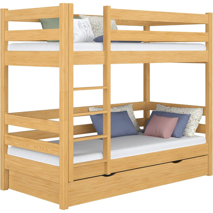 Двох'ярусне ліжко з шухлядою 120х180 см, дитяче ліжко для 2 дітей, 2 сторони складання сходів ліва або права, закруглені краї, міц