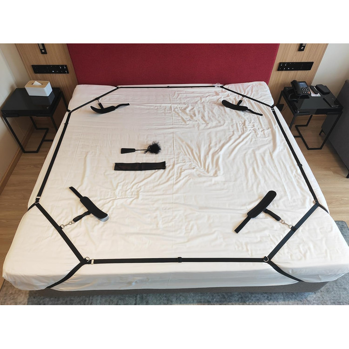 Набір для звязування БДСМ Обмежувачі для ліжка Секс-іграшка для пар I Надзвичайно стабільний набір для звязування з обмеженнями для ліжка, наручниками, завязаними очима, ременями для ліжка, регульованою довжиною, швидким встановленням за 1 хвилину