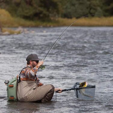 Підсак для риби Sougayilang, складний, розкладний, телескопічна штанга, міцний нейлоновий матеріал, безпечне ловлення або випускання риби, чорний - 115 см