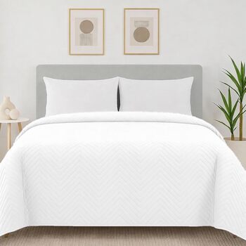 Покривало 220x240 см Двостороння ковдра зі 100 поліестеру Мяка, легка у догляді та сучасна Покривало та плед для двоспальних ліжок (Білий) Білий