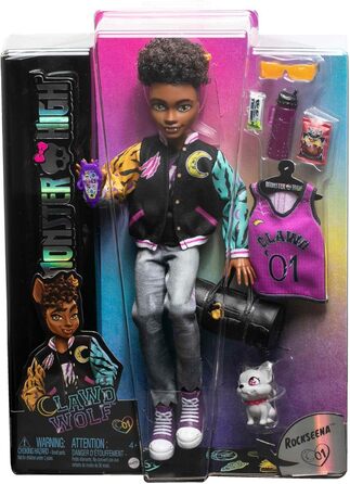 Лялька Monster High, лялька Клод Вульф з домашнім улюбленцем Бульдогом Горгульєю та тематичними аксесуарами - HNF65 Клод Вульф Одинарний