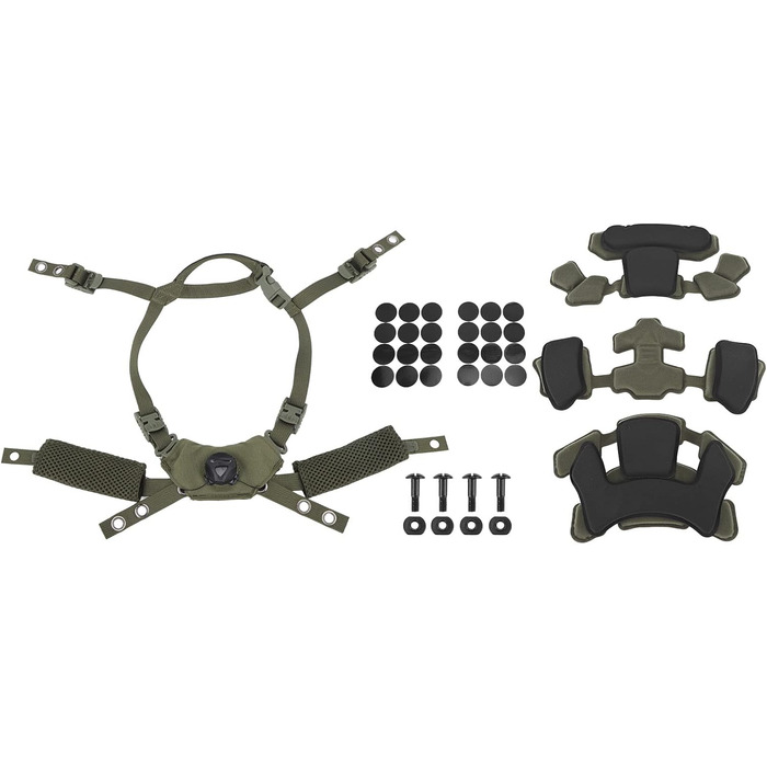 Тактична система підвіски шолома Dial з ремінцем для підборіддя для ACH, Mich, Team Wendy, FMA, EXF, з м&39якою комфортною підкладкою, кріпильними гвинтами, аксесуарами, губкою армійського зеленого кольору